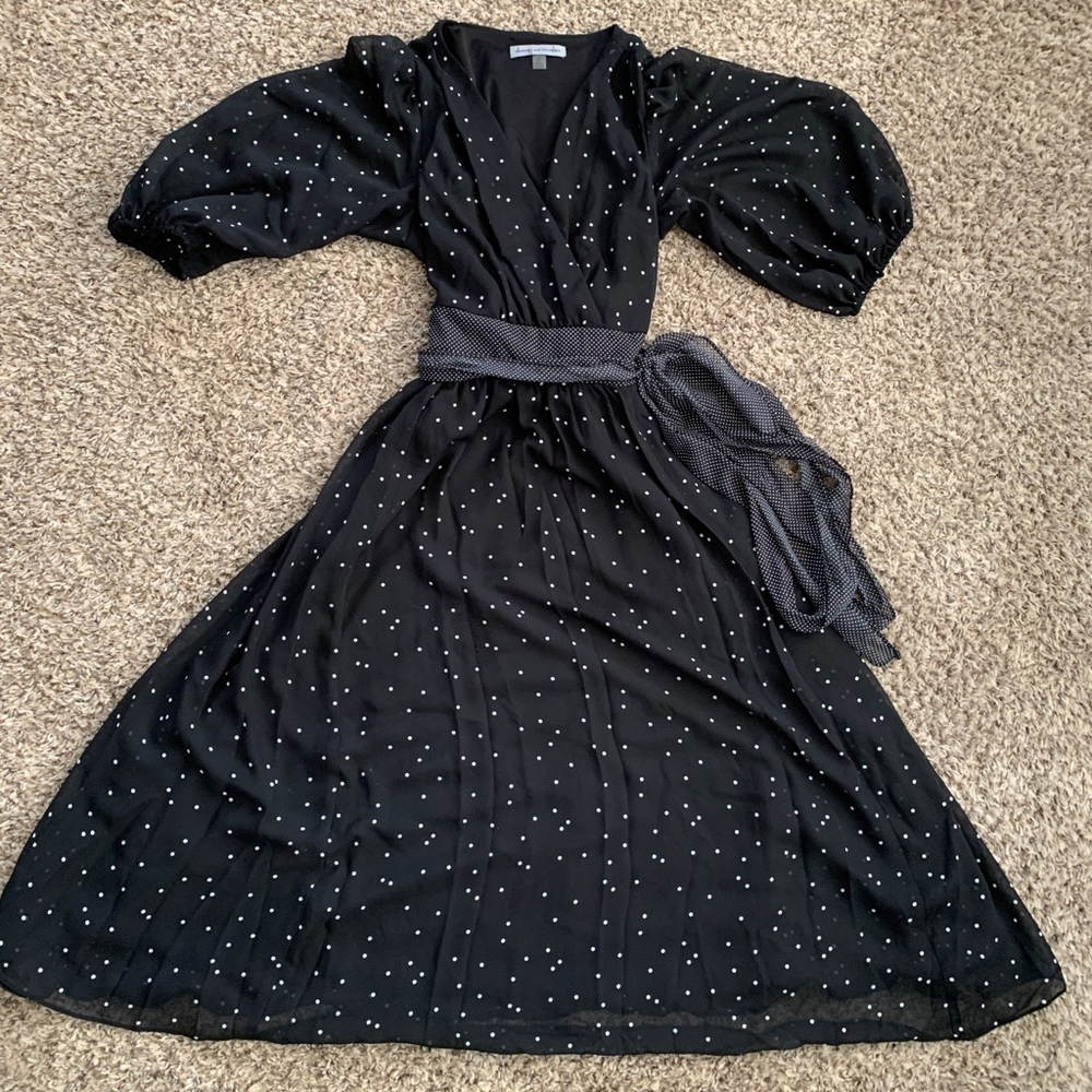 Size 8 black dress with white polka dots